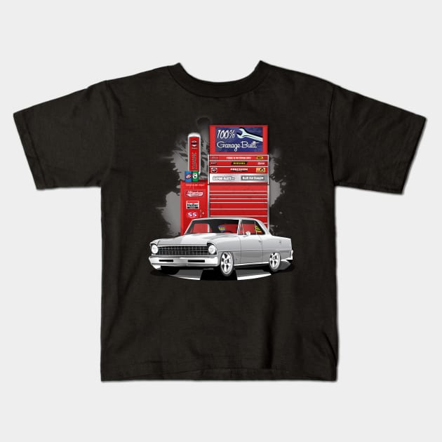 1967 Pewter Gray Chevrolet Nova Garage Built Print Kids T-Shirt by RPM-ART